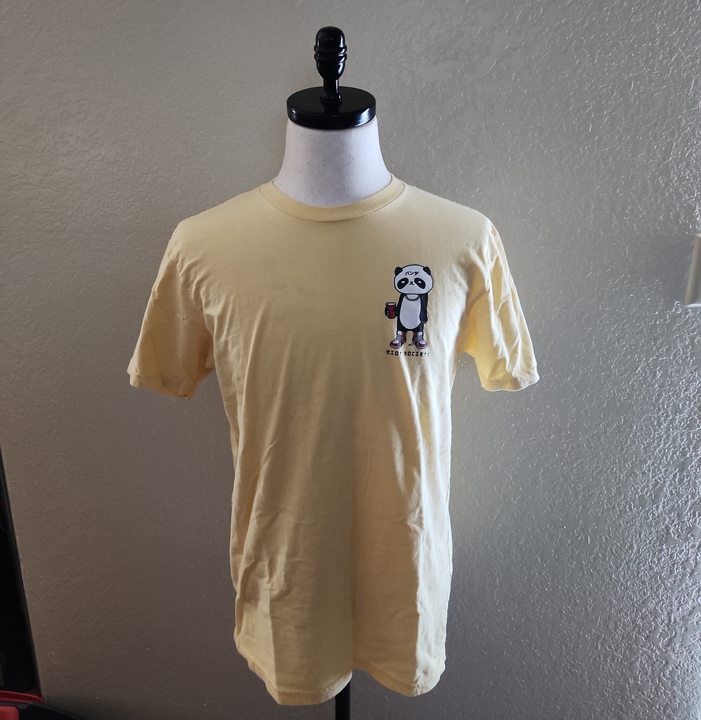 Riot Society Pale Yellow Panda Graphic Short Sleeve Tee
